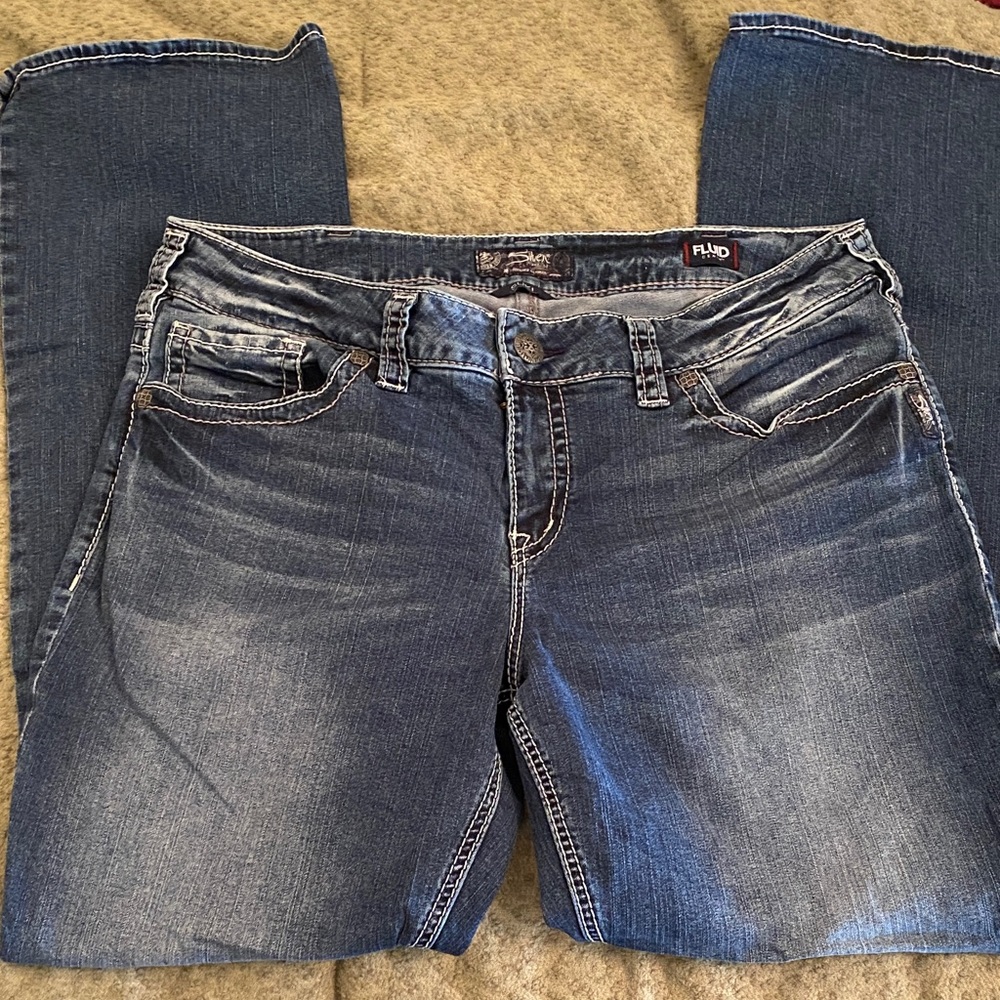 Silver Suki Mid Bootcut Jeans, size 18